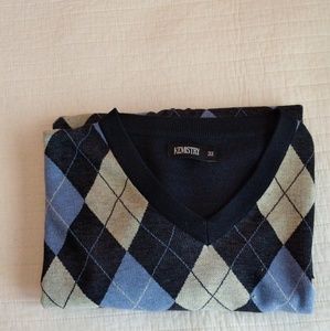 Men's Navy/Blue Argyle V-neck Sweater